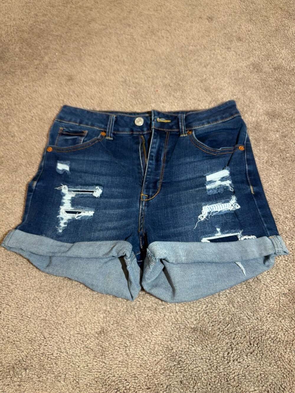 Wax Jean Distressed Denim Shorts Size M )0032)
